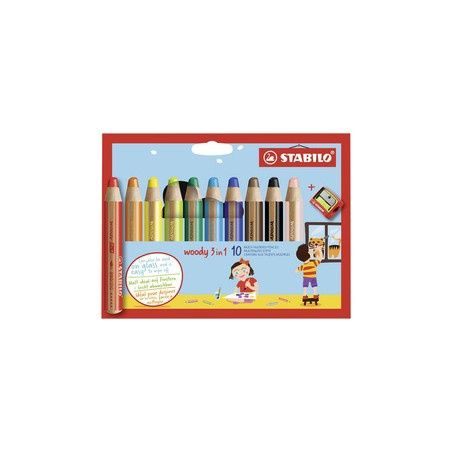 STABILO - WOODY 3 EN 1 ARTY 10 CRAYONS AVEC AIGUISOIR