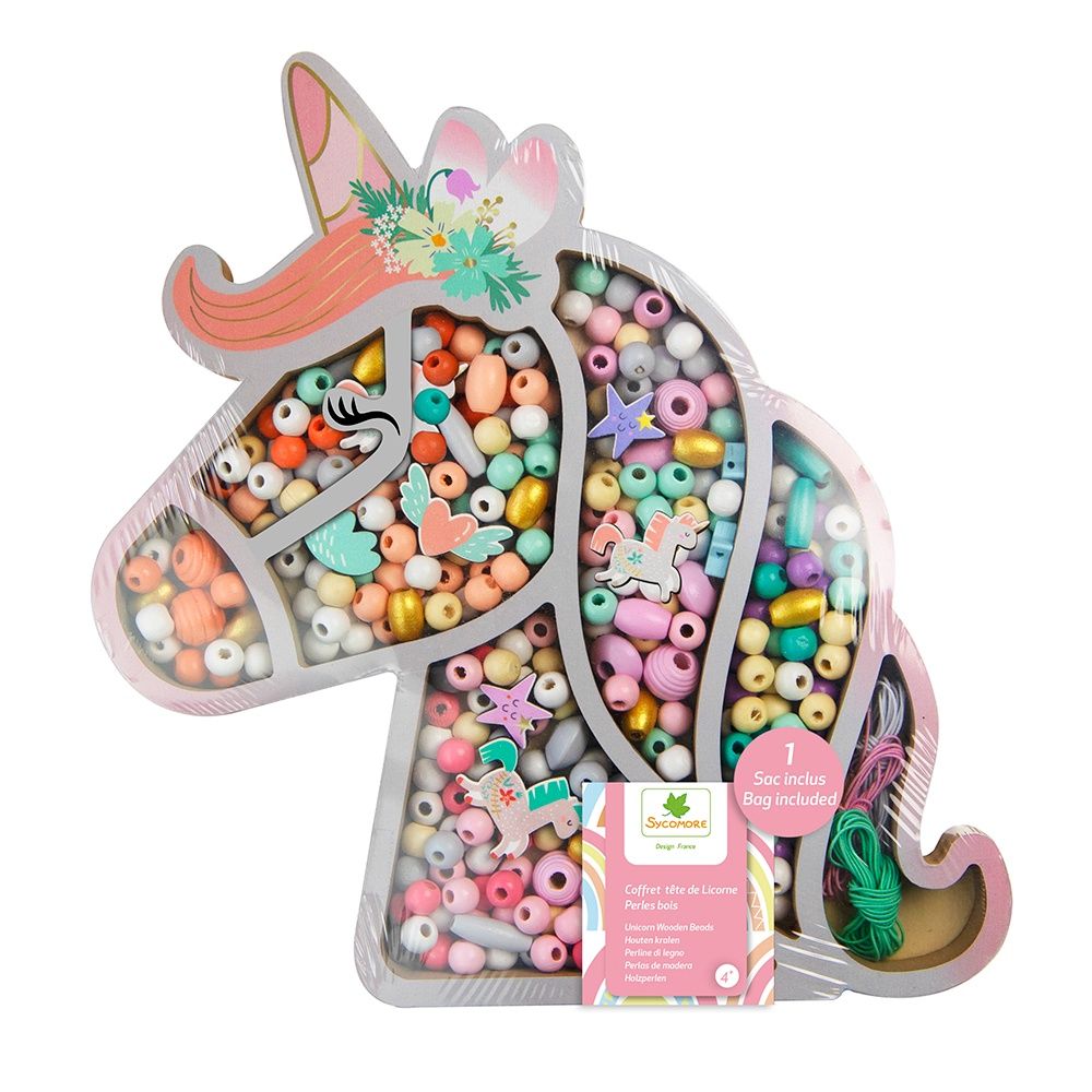 COFFRET PERLES EN BOIS - TÊTE DE LICORNE