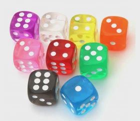 DÉ 6 FACES 16 MM TRANSLUCIDE EN VRAC