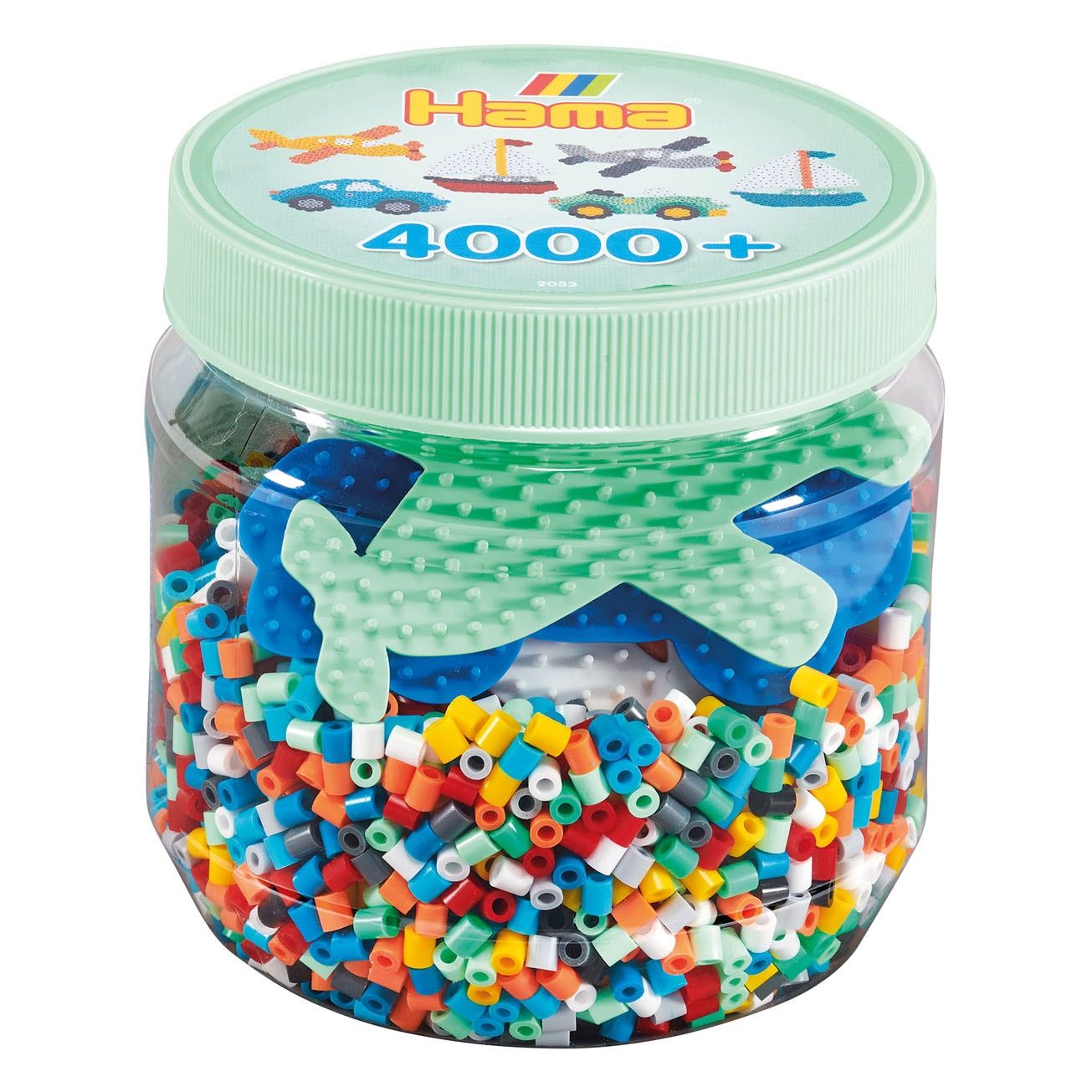 HAMA - POT DE 4000 PERLES AVEC 3 PLAQUES