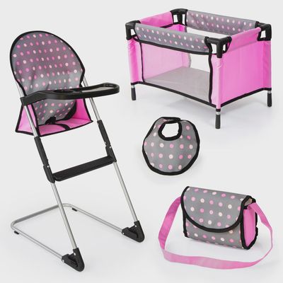 BAYER - ENSEMBLE CHAISE HAUTE ET LIT DE VOYAGE À POIS