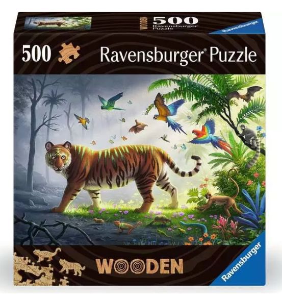 CASSE-TÊTE 500 PIÈCES EN BOIS RAVENSBURGER - JUNGLE TIGER (TIGRE DE LA JUNGLE)