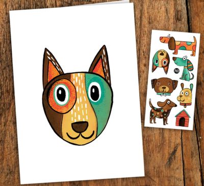 Carte de souhaits Pico tatoo - Les chiens coquins