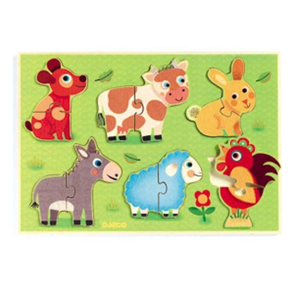 CASSE-TÊTE 6 X 2 PIÈCES EN BOIS DJECO - COUCOU-COW