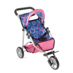 Poussette 3 roues rose et bleue