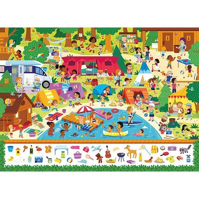 CASSE-TÊTE 100 MORCEAUX AVEC CHERCHE ET TROUVE NATHAN - AU CAMPING