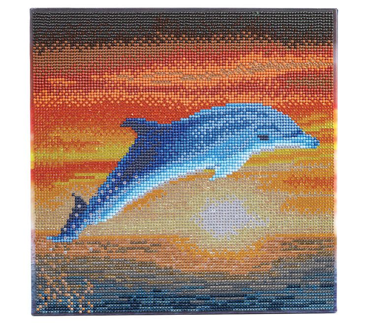 Broderie diamant Crystal Art: Daupin au couché de soleil