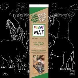 Funny Mat - Tapis noir safari à colorier