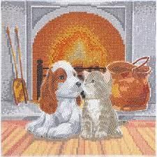 Broderie de diamant Crystal Art - Pals by fireplace