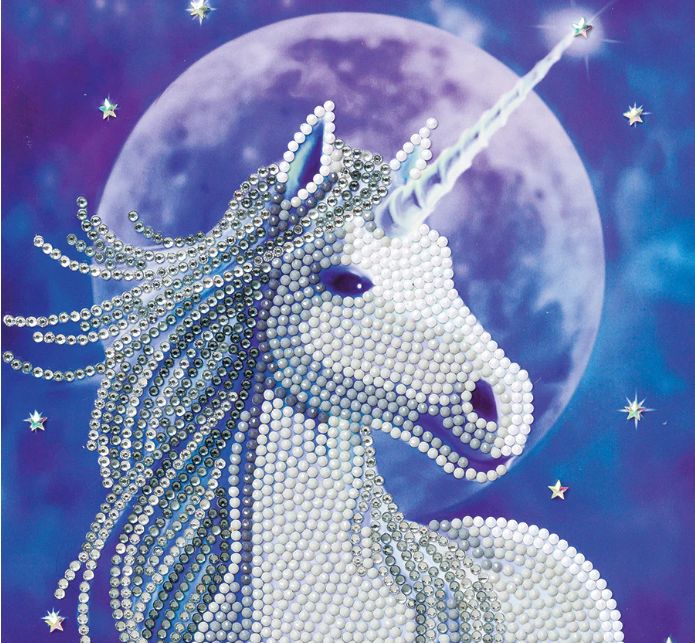 Carte d'anniversaire broderie diamant licorne