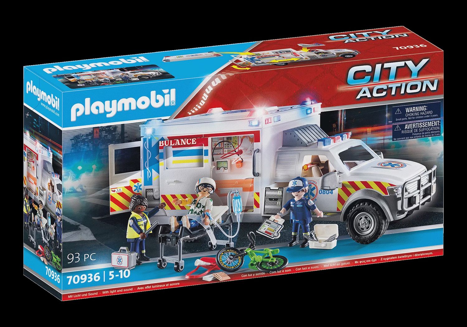 PLAYMOBIL 70936 - AMBULANCE AVEC SECOURISTES ET BLESSÉ