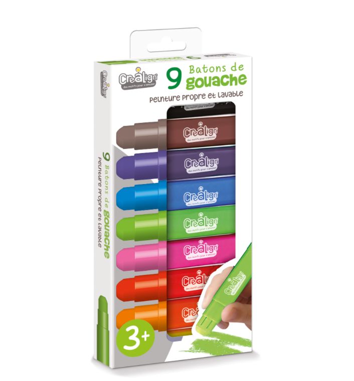 CREALIGN - MES PREMIERS BÂTONS DE GOUACHE 9 PIÈCES