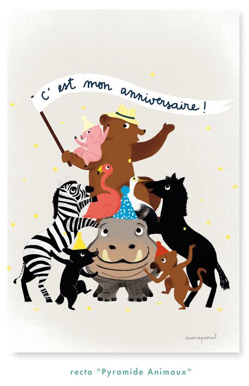 Cartes d'invitation - Pyramide animale