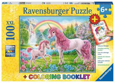 Casse-tête 100 pièces + livre de coloriage Ravensburger - Licorne magique