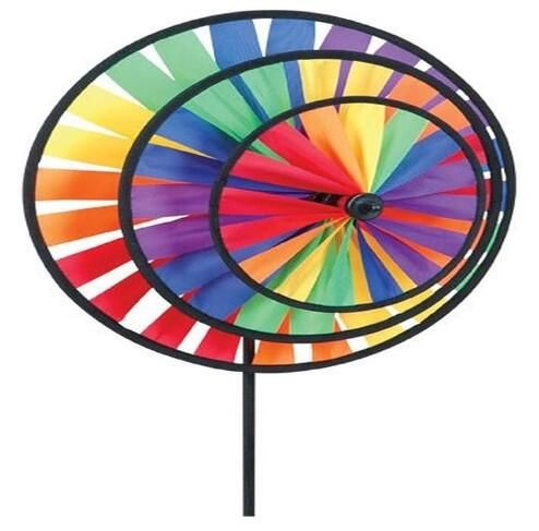 Vire-vent triple roue arc-en-ciel