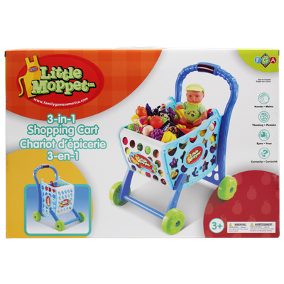LITTLE MOPPET - CHARIOT D'ÉPICERIE 3 EN1 BLEU