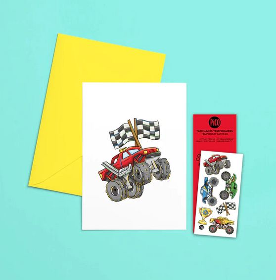 Carte de souhaits Pico tatoo - Les camions monstres