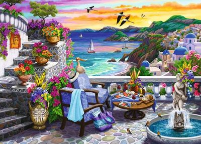 Casse-tête 300 pièces XL Ravensburger - Coucher de soleil dur Santorini