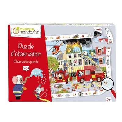 Casse-tête 76 pièces d'observation mandarine - Pompiers