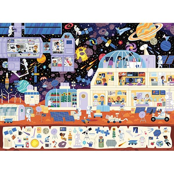 CASSE-TÊTE 150 PIÈCES AVEC UN CHERCHE ET TROUVE NATHAN - DANS L'ESPACE