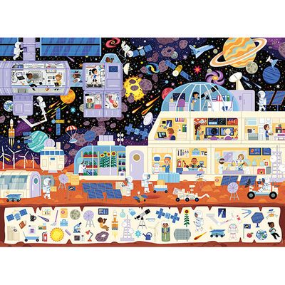 Casse-tête 150 pièces avec un cherche et trouve Nathan - Dans l'espace