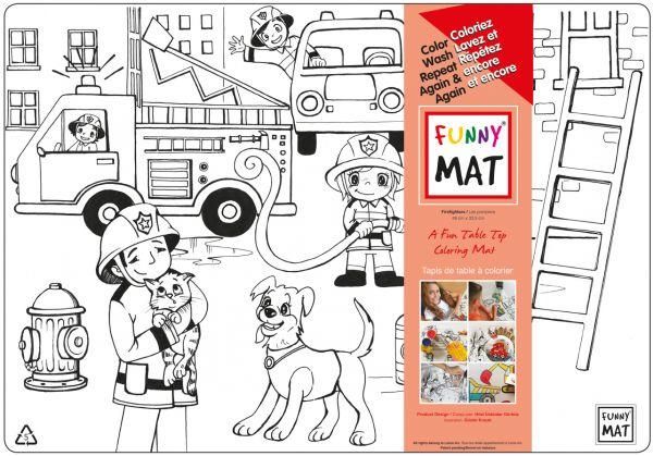 Funny Mat - Napperon à colorier pompiers