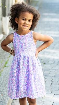 Robe de soirée violette à paillette 5-6 ans