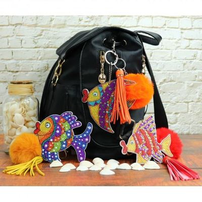 Broderie de diamant Jacarou - DIY kit 3 porte-clés poissons