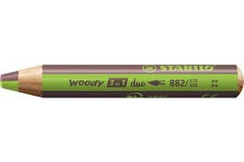 Stabilo - Woody 3 en 1 Duo crayon brun et vert 882/570 630