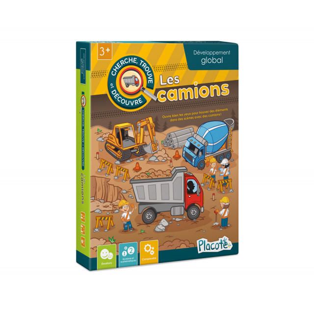 Placote - Cherche, trouve et découvre: les camions (Habiletés languagières, affectives, sociales et cognitives)