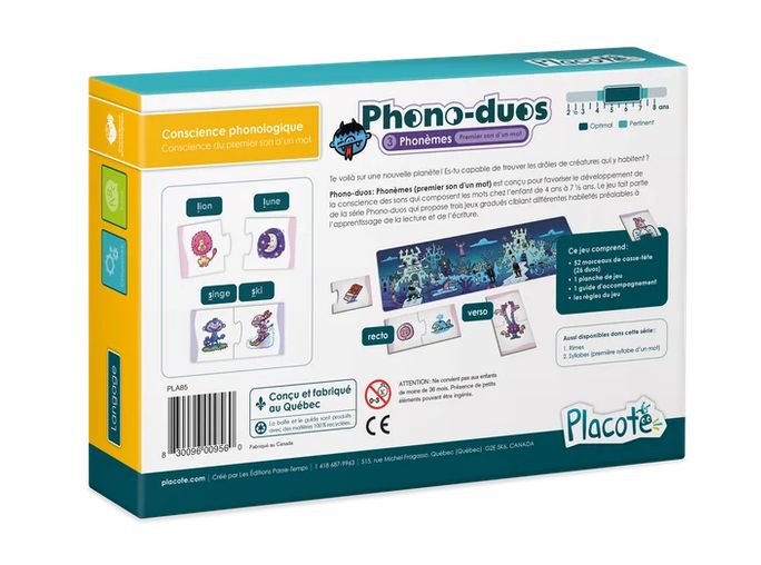 Placote - Phono - duos: Phonèmes (Conscience du premier son d'un mot)