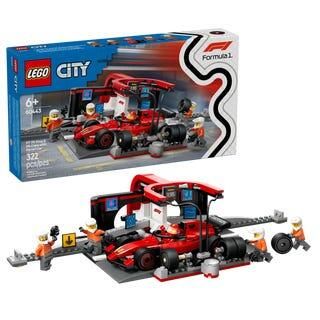 Lego City 60443 - L'arrêt au stand et les mécaniciens de F1 avec la voiture Ferrari