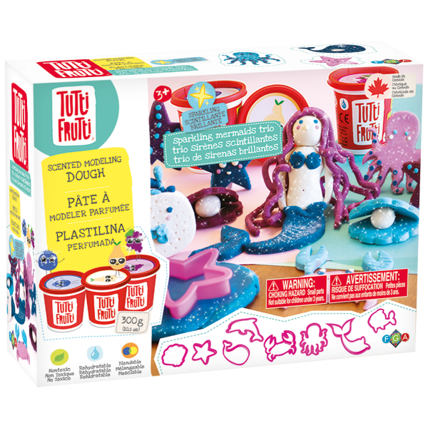 Pâte à modeler Tutti Frutti - Trio sirènes scintillantes