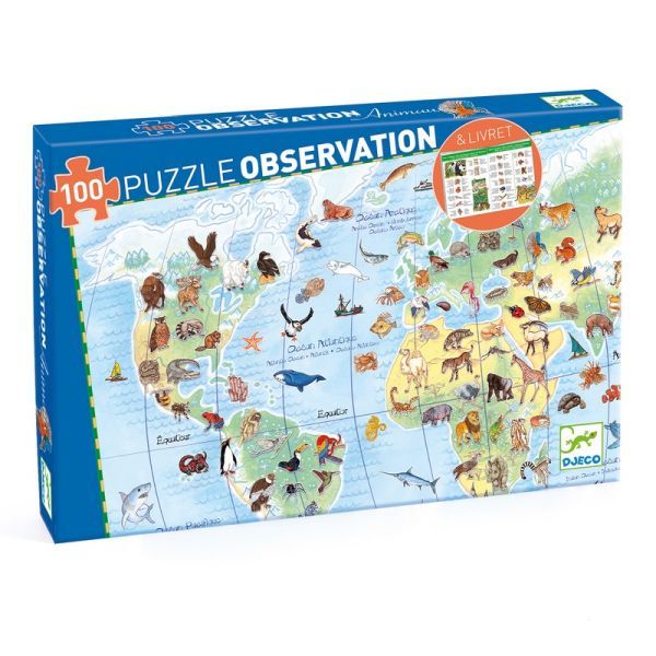 Casse-tête 100 pièces Djeco observation - Animaux du monde