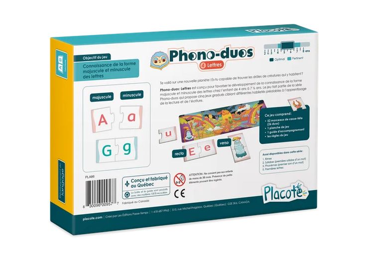 Placote - Phono-duos: Lettres (Connaissance de la forme majuscule et minuscule des lettres)