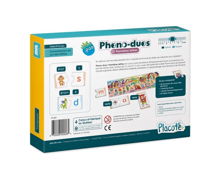 Placote - Phono-duos: Premières lettres (Connaissance du son des lettres)