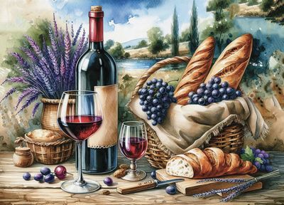 Broderie de diamant Jacarou - Rustic vineyard feast
