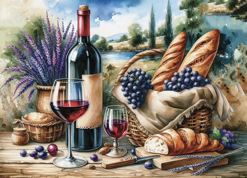 Broderie de diamant Jacarou - Rustic vineyard feast