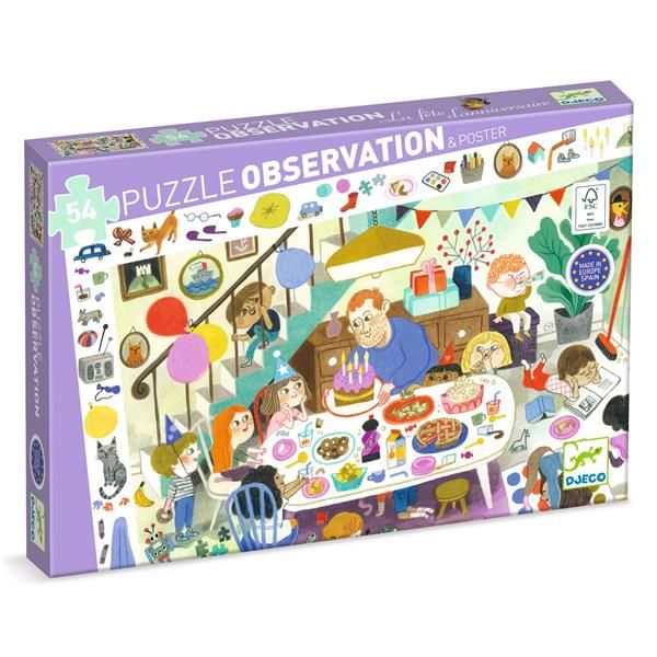 Casse-tête 54 pièces d'observation Djeco - La fête d'anniversaire