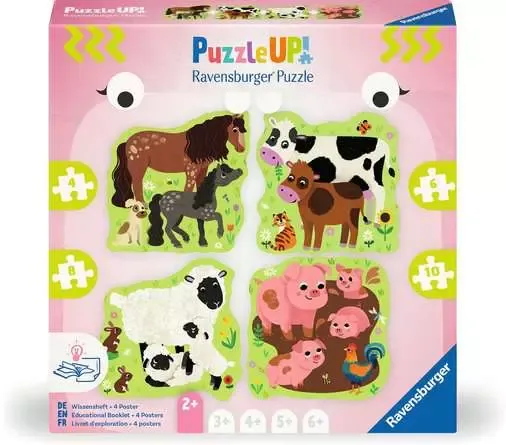 Casse-tête 4, 6, 8 et 10 pièces Ravensburger - Puzzle up animaux de la ferme