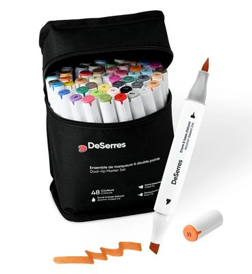DESERRES - ENSEMBLE DE 48 MARQUEURS ALCOOL DOUBLE POINTE