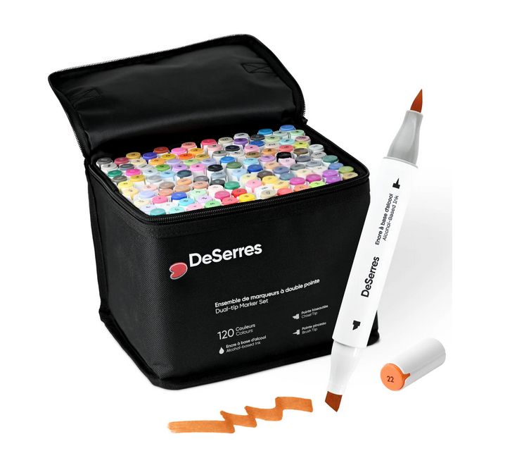 DESERRES - ENSEMBLE DE 120 MARQUEURS ALCOOL DOUBLE POINTE