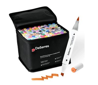 DESERRES - ENSEMBLE DE 120 MARQUEURS ALCOOL DOUBLE POINTE