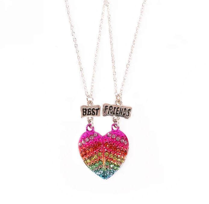 Collier best friend coeur arc-en-ciel