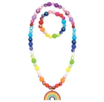 Ensemble collier et bracelet double arc-en-ciel
