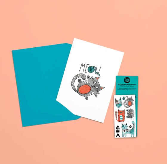 Carte de souhait Pico Tatoo -chat
