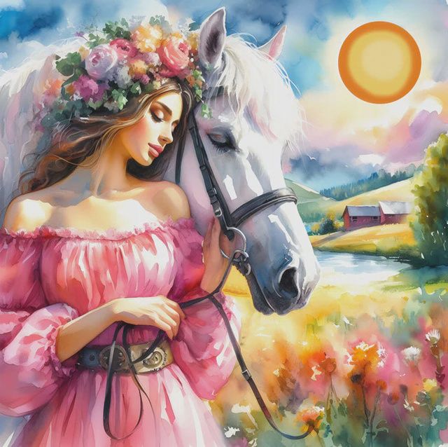 BRODERIE DE DIAMANT JACAROU - WOMAN AND HORSE