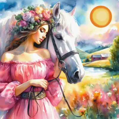 Broderie de diamant Jacarou - Woman and Horse