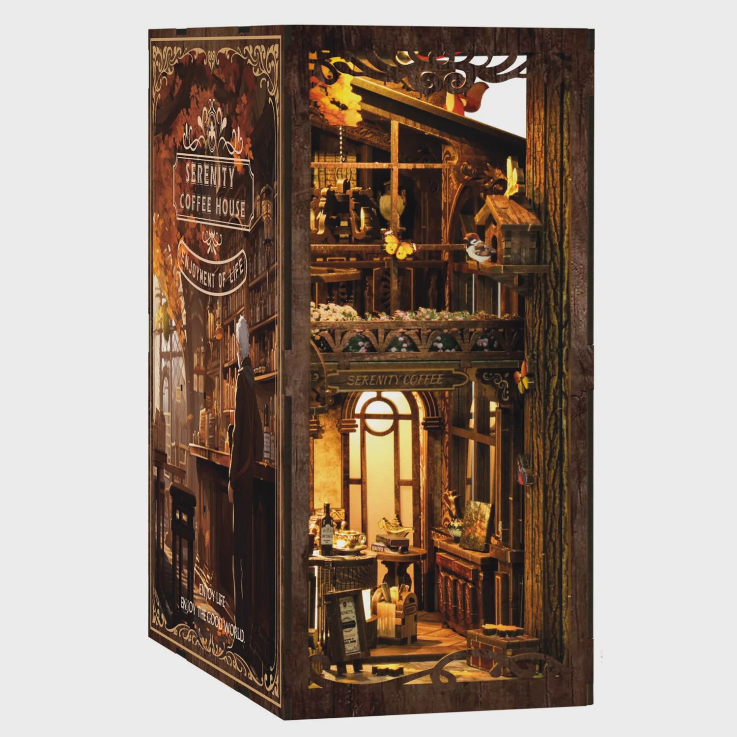 MINI DÉCOR DE BIBLIOTHÈQUE MAISON DE CAFÉ SÉRÉNITÉ