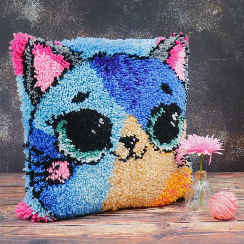 POINTS NOUÉS JACAROU - HOUSSE DE COUSSIN JOLI CHAT